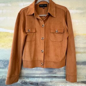 Kendall + Kylie Faux Suede Button Front Crop Jacket M